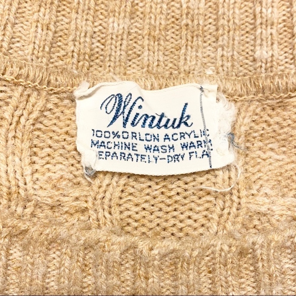 VINTAGE 70s Cable Knit Sweater - Picture 3 of 3